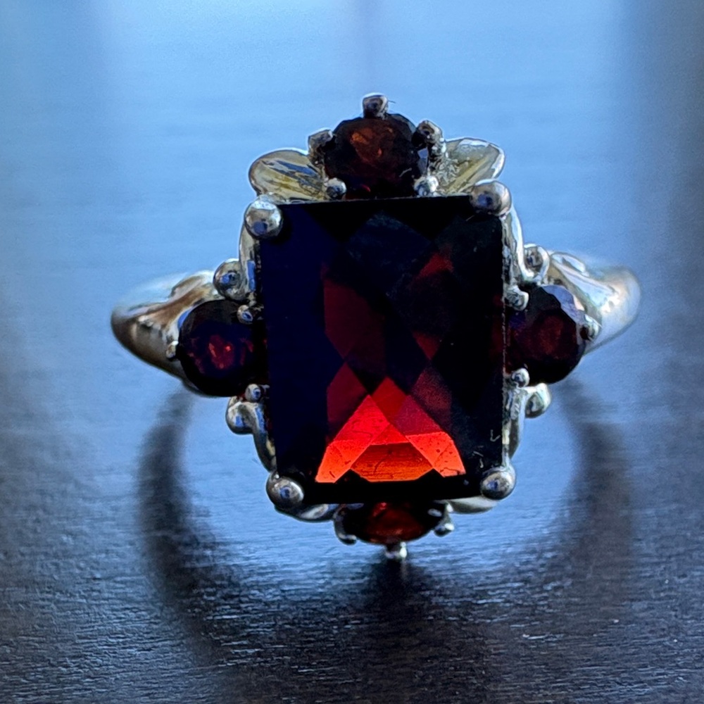 Garnet on Sterling Silver Ring